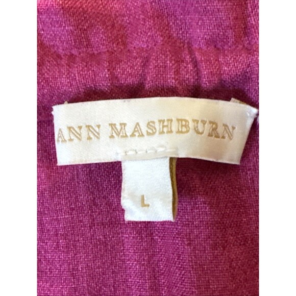 Ann Mashburn Size Large Split Neck Pink Sleeveless 100% Linen Blouse - Picture 5 of 11